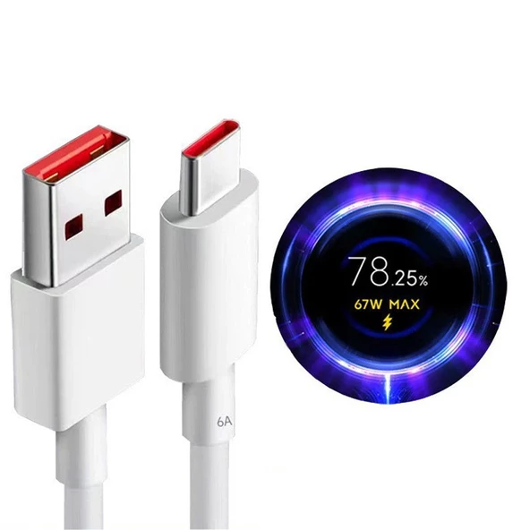 Okyanustech Xiaomi Mi Uyumlu Turbo Hızlı Şarj Kablosu 67W 6A Redmi Note 11 Pro 5G Note 12 T Pro Note 13 Pro 5G ürün görseli 1