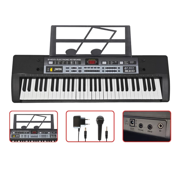 Jwin MK-6133 61 Tuşlu Elektronik Org (Mikrofon ve Adaptör Hediye) ürün görseli 1