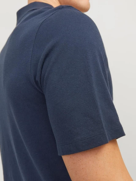 JJESUMMER LINEN POLO SS LN Navy Navy S - Resim 4