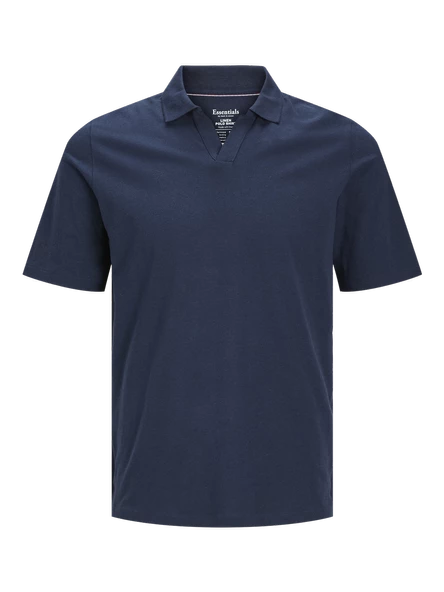 JJESUMMER LINEN POLO SS LN Navy Navy S - Resim 2