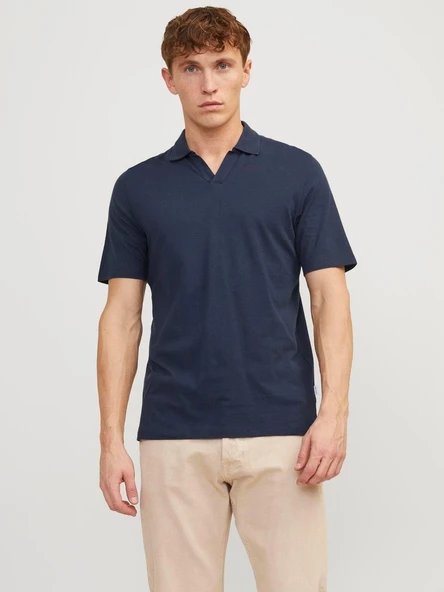 JJESUMMER LINEN POLO SS LN Navy Navy S ürün görseli 1
