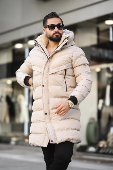 Kapüşonlu Uzun Erkek Şişme Mont 1150 ürün görseli 1