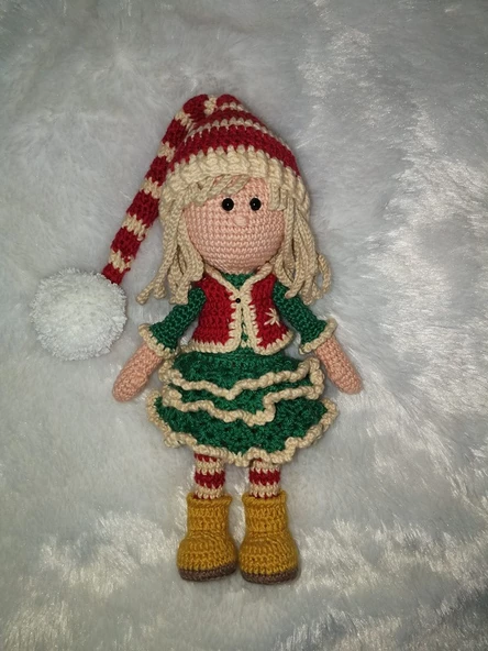 Yılbaşı Kızı Luli Bebek Amigurumi Organik Oyuncak ürün görseli 1