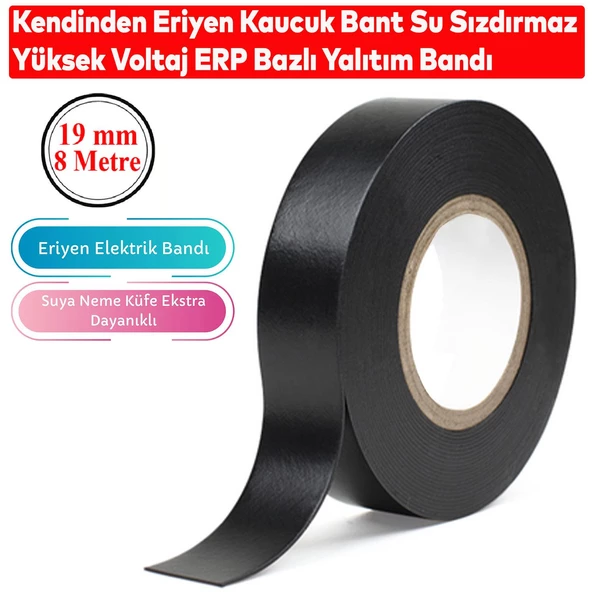 Eriyen Bant Elektrik Elektrikçi Bandı Kablo Bantı Su Geçirmez Su Altı Yapışkanlı Kauçuk Su Yalıtım ürün görseli 1