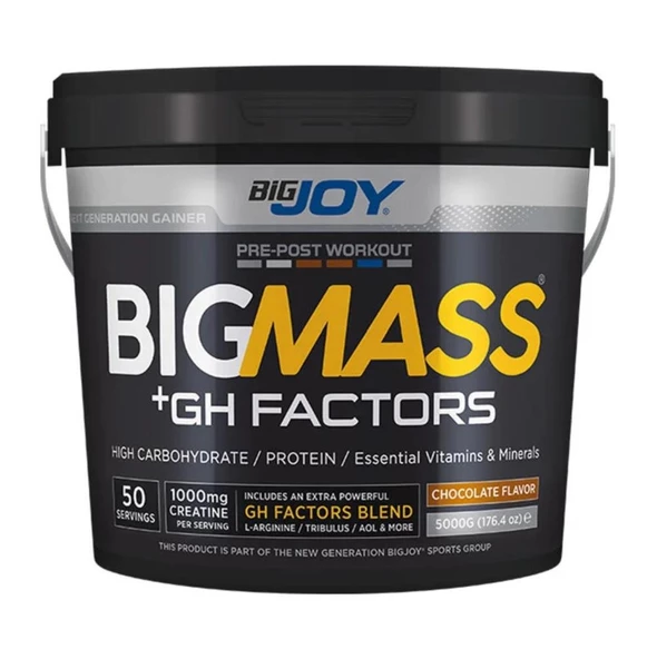 Bigjoy BIGMASS Gainer + GH FACTORS 5000g Çikolata ürün görseli 1