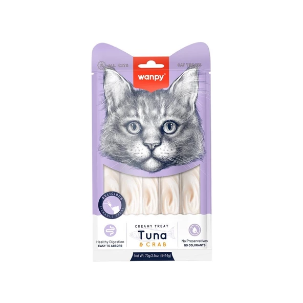 Wanpy Ton-Yengeç Krema Likit Kedi Ödülü 5X14GR x 4 Adet ürün görseli 1