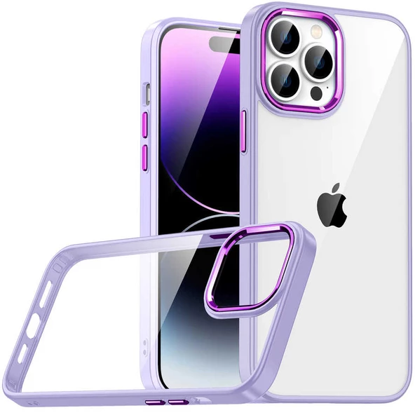 iPhone 14 Pro Kılıf Kamera Çıkıntılı Arkası Şeffaf Köşeleri Parlak Renkli Işlemeli Flora Kapak ürün görseli 1