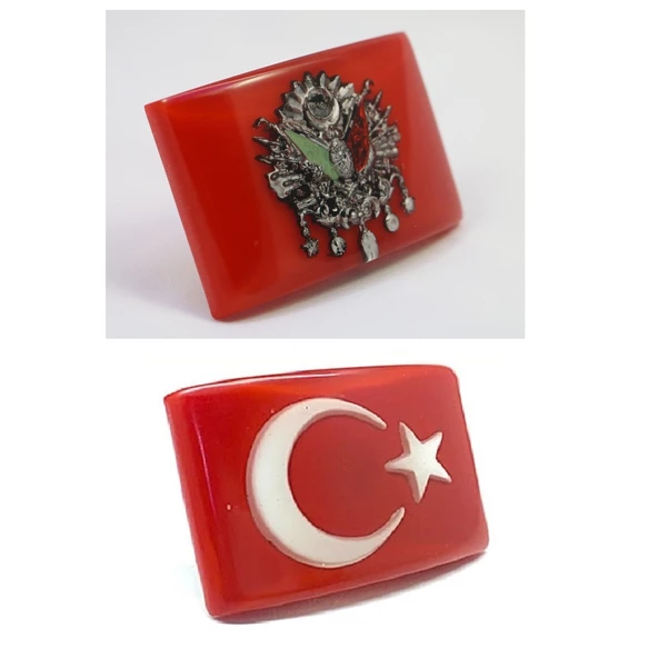 Türk Bayrağı Ve Osmanlı Etiket Panjur Arması 3 Boyutlu Vidalı (481501995) ürün görseli 1