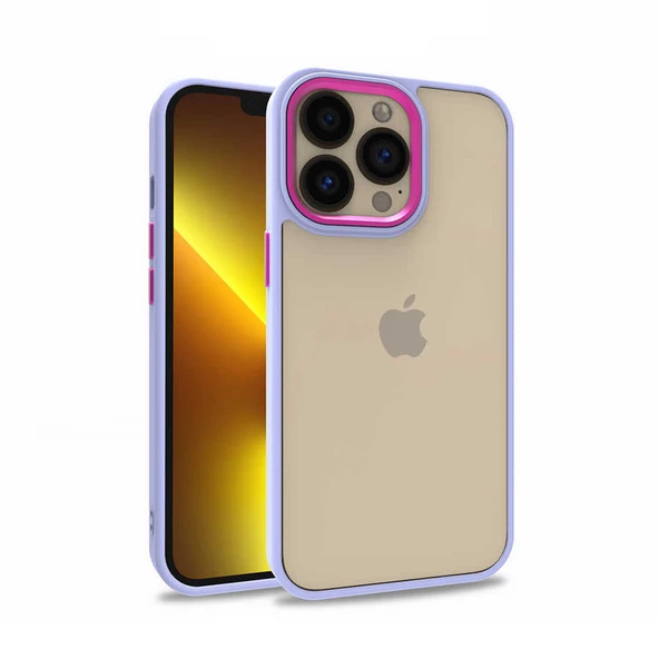 iPhone 13 Pro Kılıf Kamera Çıkıntılı Arkası Şeffaf Köşeleri Parlak Renkli Işlemeli Flora Kapak ürün görseli 1