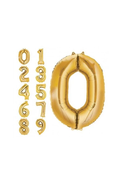 TROPİKAL Rakam Folyo Balon Gold Altın Renk Orta Boy 0 Numara ürün görseli 1