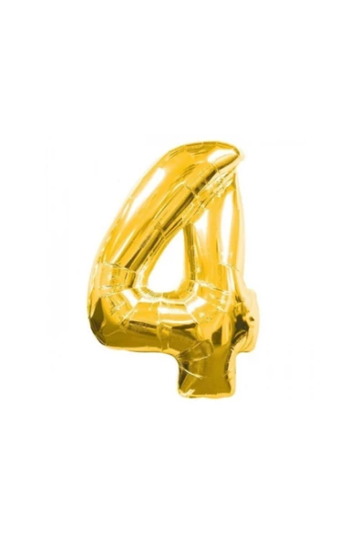 TROPİKAL Rakam Folyo Balon Gold Altın Renk Orta Boy 4 Numara ürün görseli 1