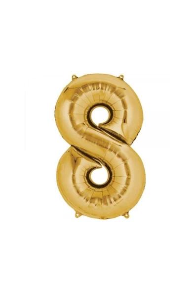 TROPİKAL Rakam Folyo Balon Gold Altın Renk Orta Boy 8 Numara ürün görseli 1