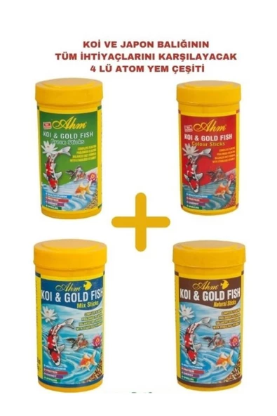 Ahm Koi ve Japon Balığı İçin Özel Yem Seti 4 Kutu (AHM Pond Sticks 250 ml) ürün görseli 1