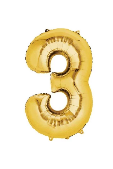 TROPİKAL Rakam Folyo Balon Gold Altın Renk Orta Boy 3 Numara ürün görseli 1