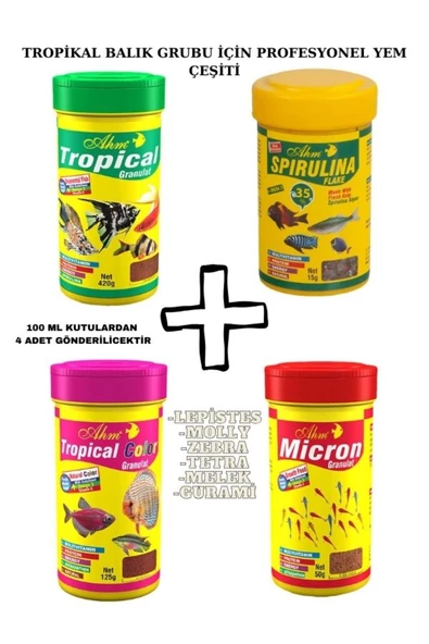 canlipetshop Ahm Marin Tropical Balık Grubu İçin Karışık Yem Paketi 4 X100 ml ürün görseli 1