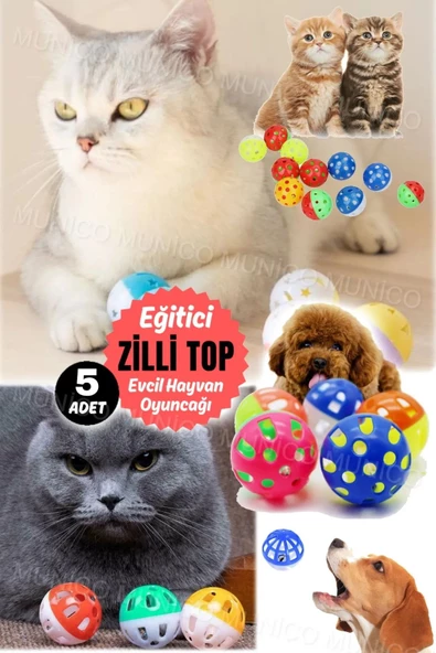 canlipetshop Zilli Oyun Topu Kedi Oyuncağı 3 adet ürün görseli 1