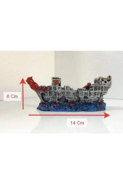 canlipetshop Akvaryum Dekor Gemi Orta Tek Parça 1 Adet ( 14X6 Cm ) ürün görseli 1