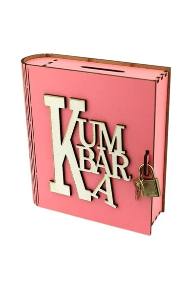 TROPİKAL Kitap Görünümlü Dekoratif Ahşap Asma Kilit Pembe ürün görseli 1