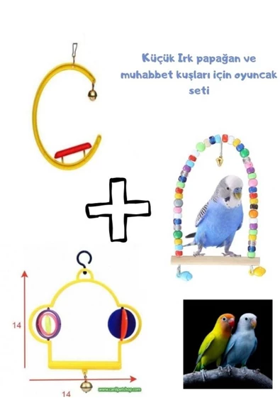 canlipetshop Küçük Kafes Kuşları İçin Oyuncak Seti Her Kafese Uygun 3 Adet ürün görseli 1