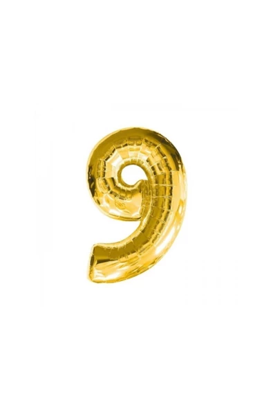 TROPİKAL Rakam Folyo Balon Gold Altın Renk Orta Boy 9 Numara ürün görseli 1