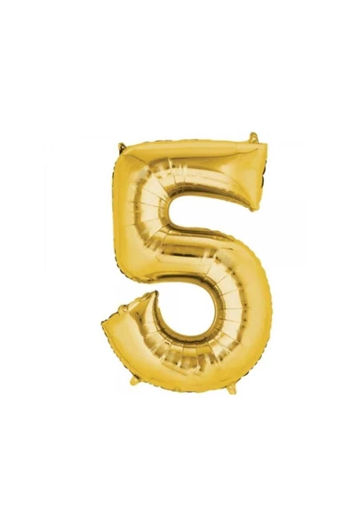 TROPİKAL Rakam Folyo Balon Gold Altın Renk Orta Boy 5 Numara ürün görseli 1