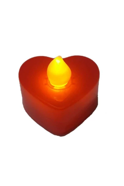 TROPİKAL Kalp Kırmızı Led Tealight Mum 1 Adet ürün görseli 1