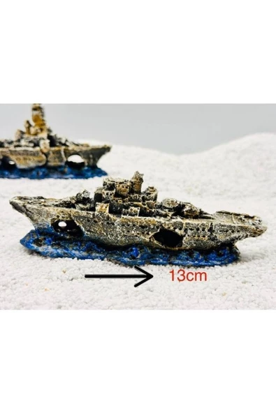canlipetshop Akvaryum Dekor Savaş Gemisi Mini 14 x 5 Cm ürün görseli 1