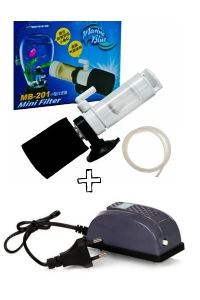canlipetshop Mini Akvaryum Ve Fanuslar İçin Temizlik Sistemi (Hava motoru+Hortum+Pipo Filtre) Komple set ürün görseli 1