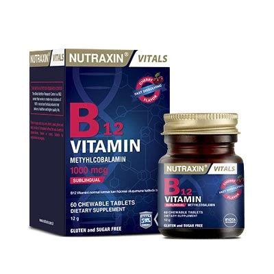 Nutraxin Vitamin B12 Methylcobalamin 1000mcg 60 Dil Altı Tableti ürün görseli 1