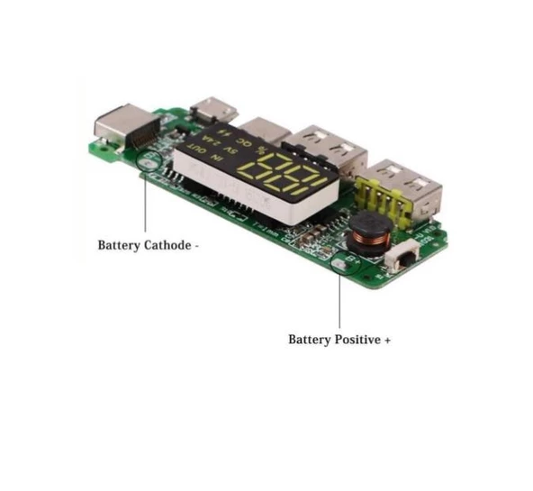 Çift USB 5V 2.4A Ledli Micro Type-C Powerbank Modülü - Resim 3