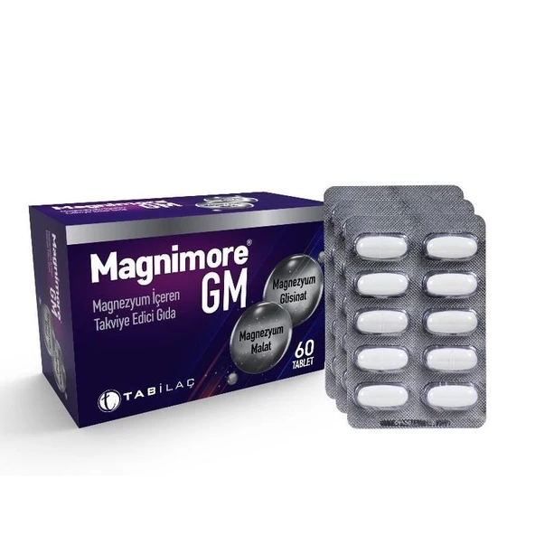 Magnimore GM 60 Tablet - Magnezyum Glisinat Magnezyum Malat ürün görseli 1