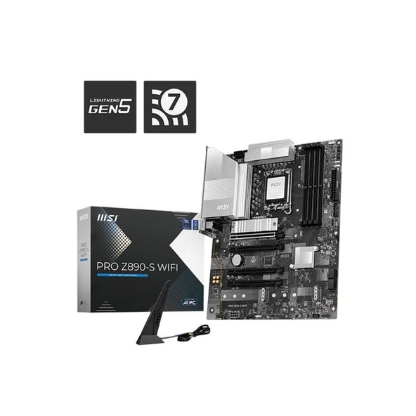 Msı Pro Z890-S Wıfı Soket 1851 Ddr5 8600Mhz(Oc) Usb 20Gbps3Xm.2 2Xtb4 Hdmı Dısplay 2.5G Lan Wıfı7 Atx ürün görseli 1