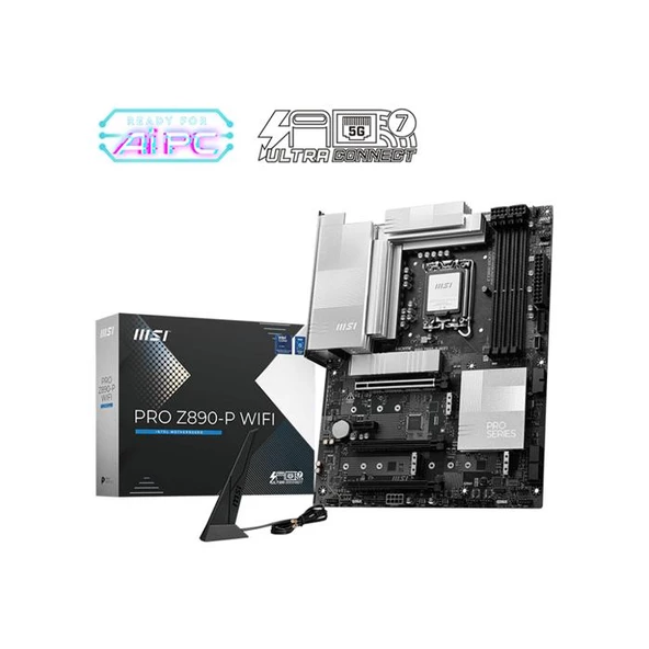 Msı Pro Z890-P Wıfı Soket 1851 Ddr5 9200Mhz(Oc) Usb 20Gbps 4Xm.2 1Xtb4 Hdmı Dısplay 5G Lan Wıfı 7 Atx ürün görseli 1