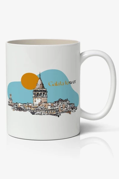 İstanbul Galata Kulesi Baskılı Kupa Bardak Baskılı Kahve Kupa Bardak-2 ürün görseli 1