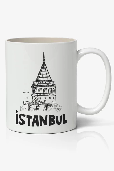 İstanbul Galata Kulesi Baskılı Kupa Bardak Baskılı Kahve Kupa Bardak-3 ürün görseli 1