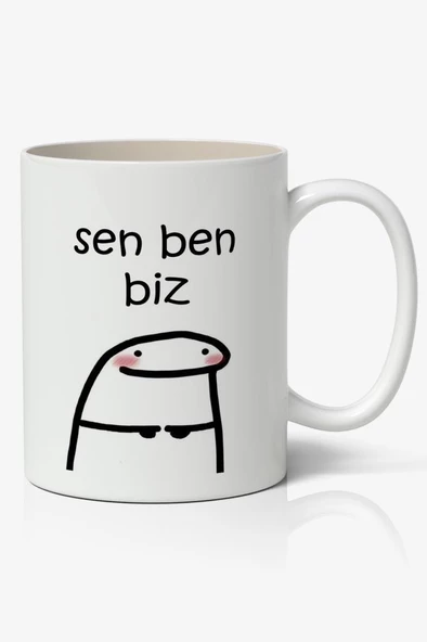 Sen Ben Biz Yazılı Baskılı Kupa Bardak - Baskılı Kahve Kupa Bardak ürün görseli 1