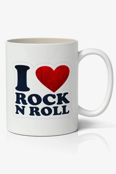 I Love Rock 'N' Roll Baskılı Kupa Bardak Baskılı Kahve Kupa Bardak ürün görseli 1