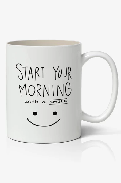Start Your Morning Temalı Baskılı Kupa Bardak Baskılı Kahve Kupa Bardak ürün görseli 1