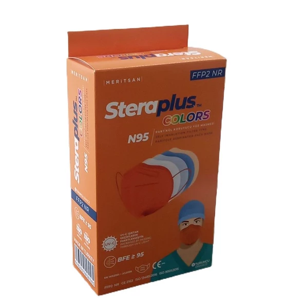 Steraplus Colors FFP2 5 Katmanlı Telli N95 Maske 10'lu - TURUNCU ürün görseli 1