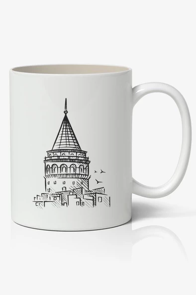 İstanbul Galata Kulesi Baskılı Kupa Bardak Baskılı Kahve Kupa Bardak ürün görseli 1