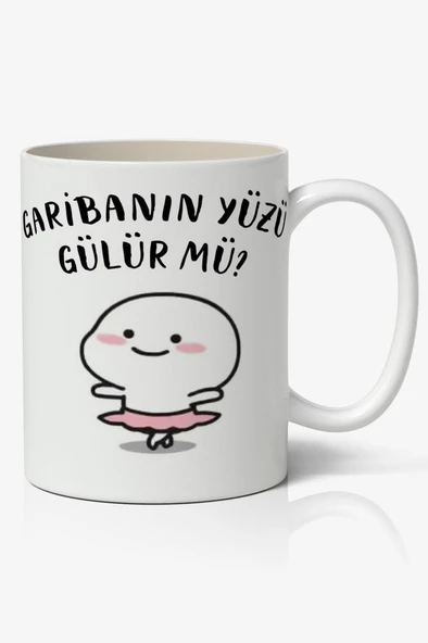 Garibanın Yüzü Gülür Mü? Yazılı Baskılı Kupa Bardak Baskılı Kahve Kupa Bardak ürün görseli 1
