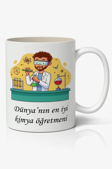 Dünyanın En İyi Kimya Öğretmeni - Öğretmenler Günü Temalı Baskılı Kupa Bardak Baskılı Kahve Kupa Bardak ürün görseli 1