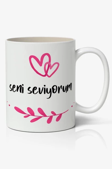 Seni Seviyorum Baskılı Kupa Bardak Baskılı Kahve Kupa Bardak ürün görseli 1