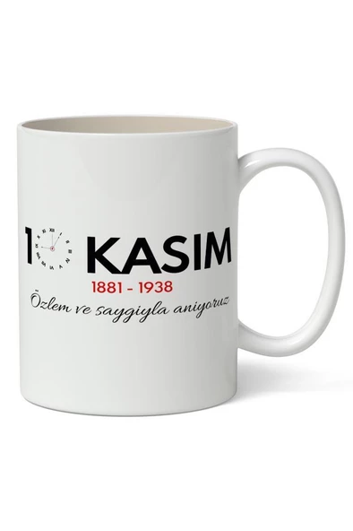 10 Kasım Mustafa Kemal Atatürk Tasarımlı Kupa Bardak Baskılı Kahve Kupa Bardak Model 8 ürün görseli 1