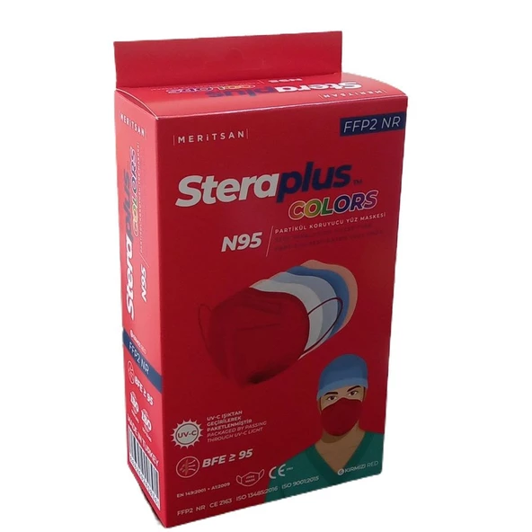 Steraplus Colors FFP2 5 Katmanlı Telli N95 Maske 10'lu - KIRMIZI ürün görseli 1