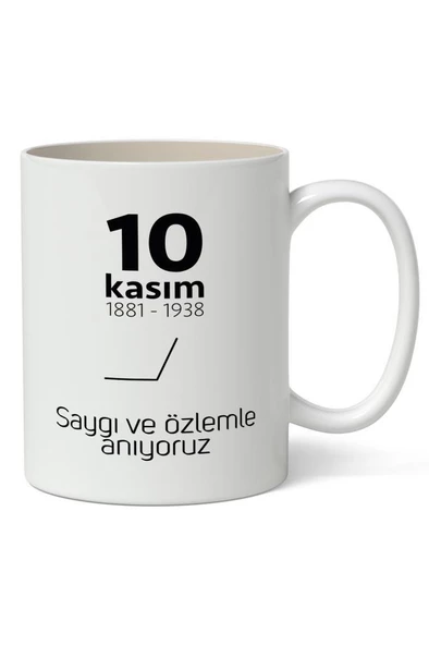 10 Kasım Mustafa Kemal Atatürk Tasarımlı Kupa Bardak Baskılı Kahve Kupa Bardak Model 6 ürün görseli 1