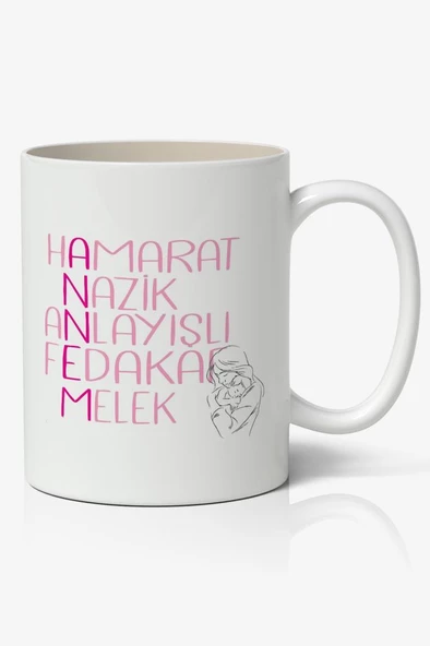 Annem Detaylı Yazılı Baskılı Kupa Bardak - Baskılı Kahve Kupa Bardak ürün görseli 1