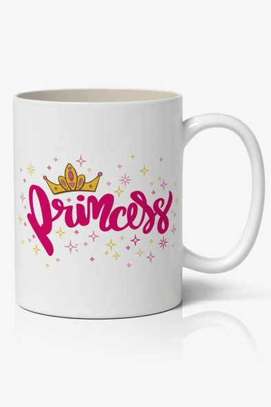 Princess Yazı Baskılı Kupa Bardak Baskılı Kahve Kupa Bardak ürün görseli 1