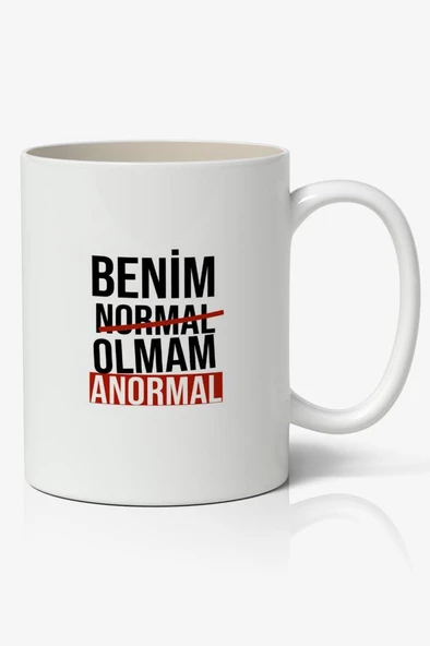 Benim Normal Olmam Anormal Yazılı Baskılı Kupa Bardak - Baskılı Kahve Kupa Bardak ürün görseli 1