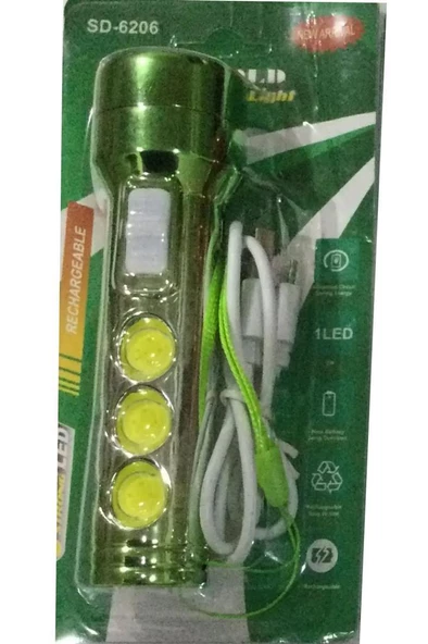 Ultra Güçlü Usb Şarjlı Yeşil El Feneri Kamp Feneri Avcılık Feneri ürün görseli 1